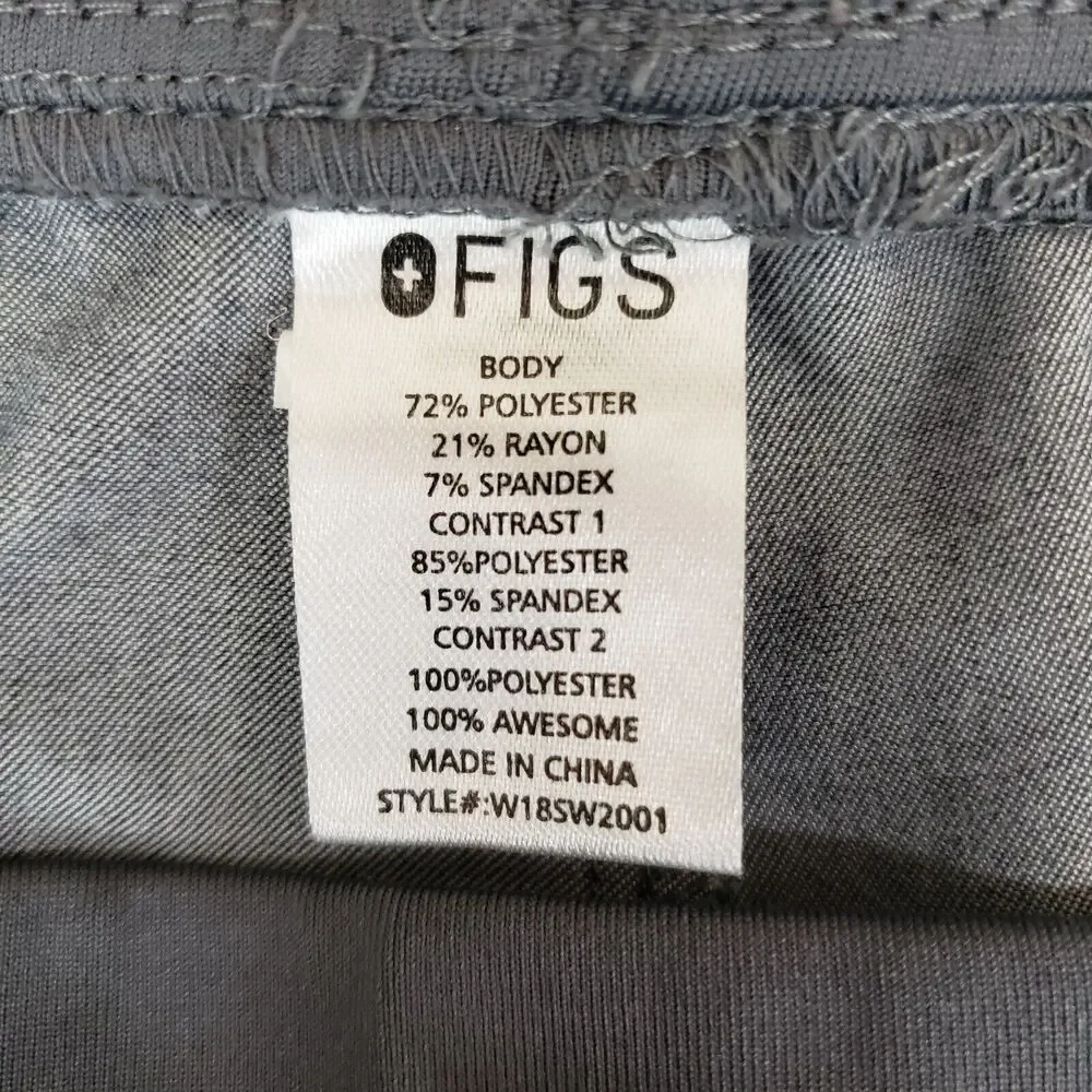 Figs Technical Collection‎ Scrub Pants Size Large Gray Medical Uniform Nurse